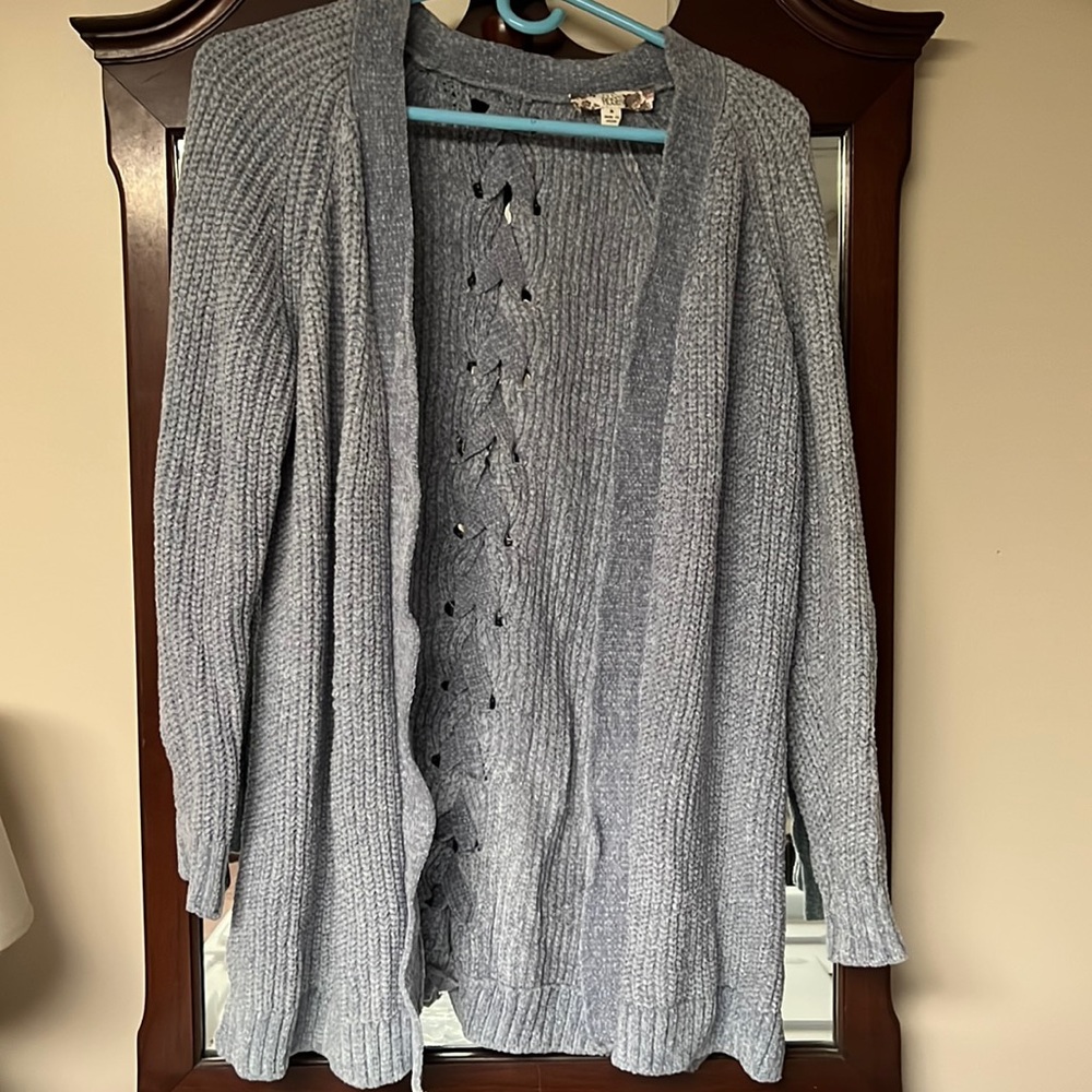 PINK ROSE Blue-Grey Knitted Cardigan